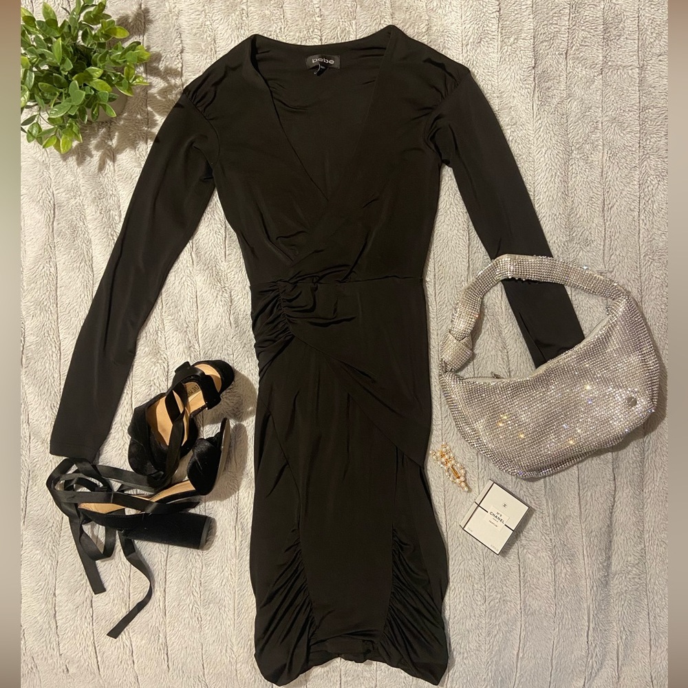 BEBE Black Long Sleeve Dress